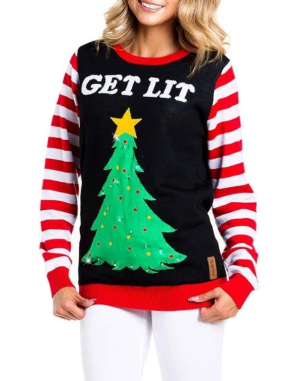 Tipsy Elves “Get Lit” Light-Up LED Christmas Sweaters - Ugly Christmas Pullovers - Picture 3 of 5